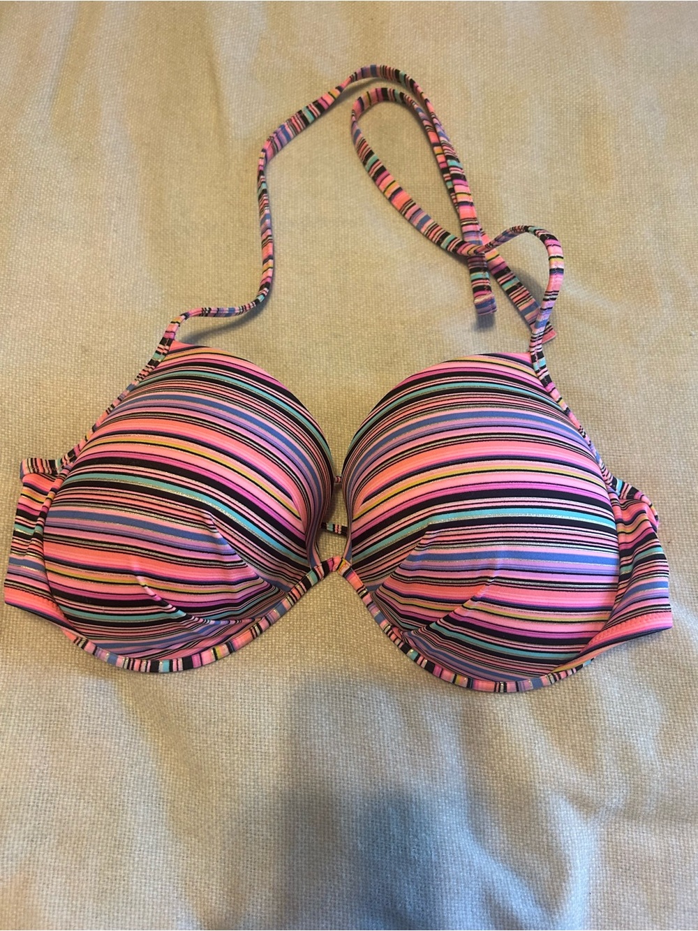 Neon stripe Victoria’s Secret swim top size 36DD